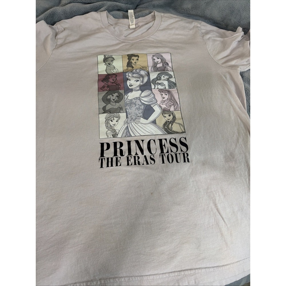 Princess Eras Tour Disney Princess Swifty Graphic T-Shirt Women's XL Grey-Beige